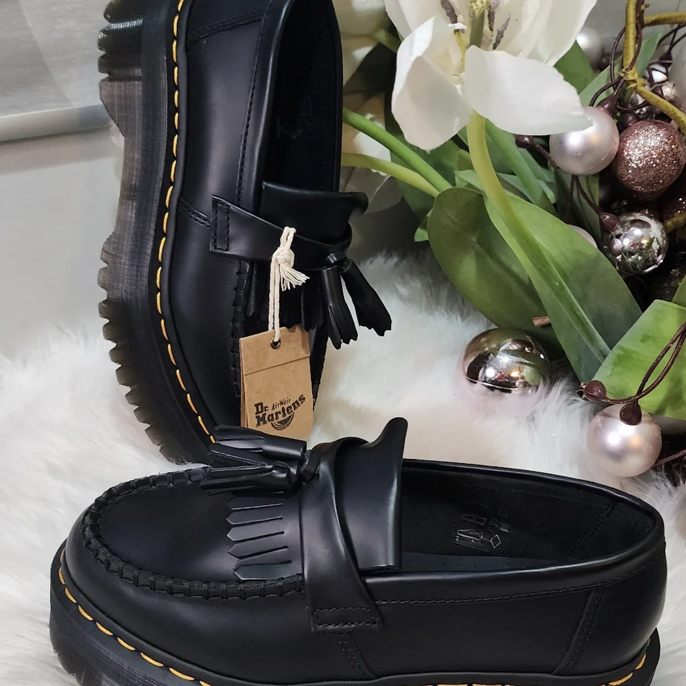 Dr Martens Adrian Leather Platform Tassel Loafers Women shoes New